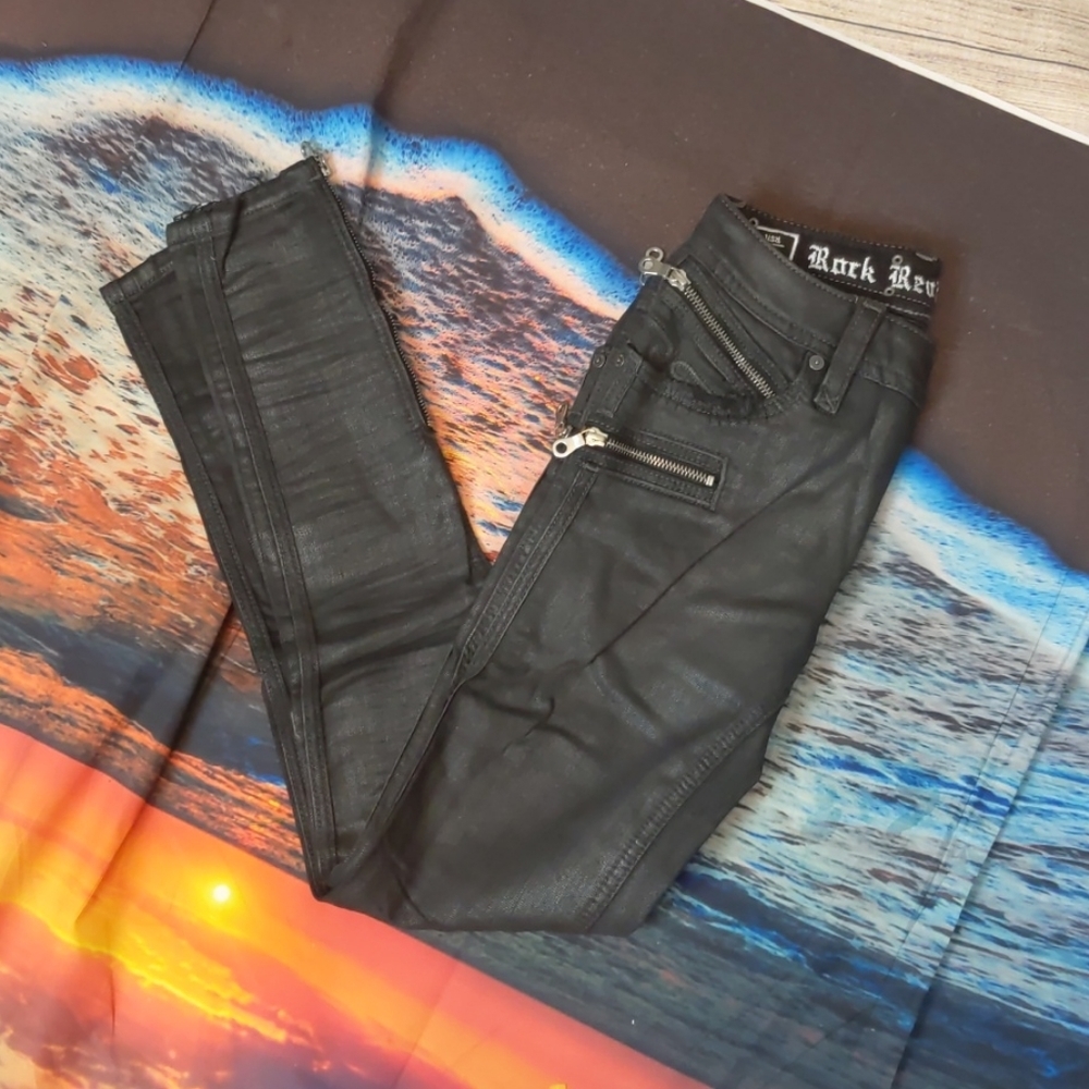 Rock REVIVAL - Skinny Jeans Coated Moto Camille size 24 - Picture 12 of 13